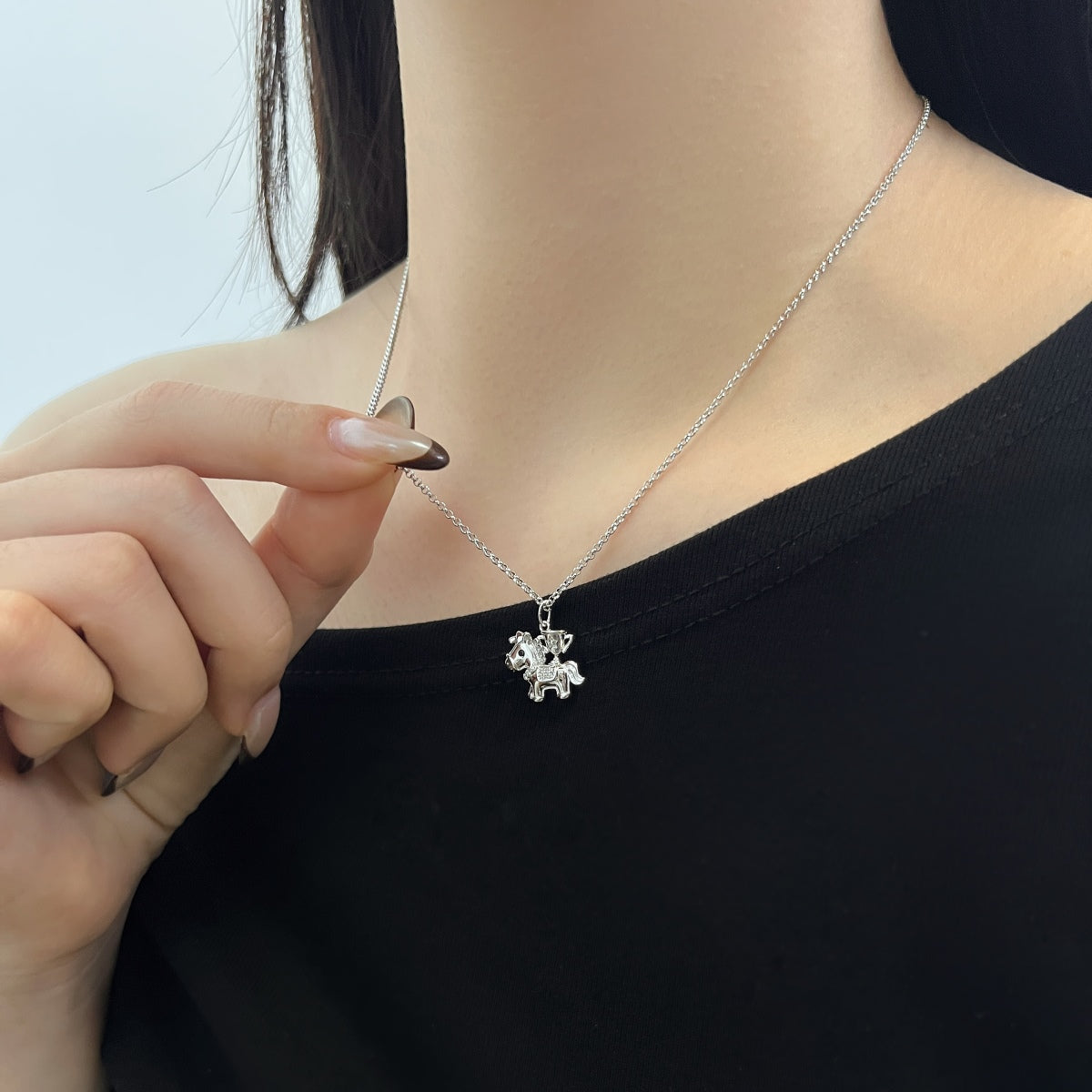 S925 “Win on the Horse” Sterling Silver Necklace