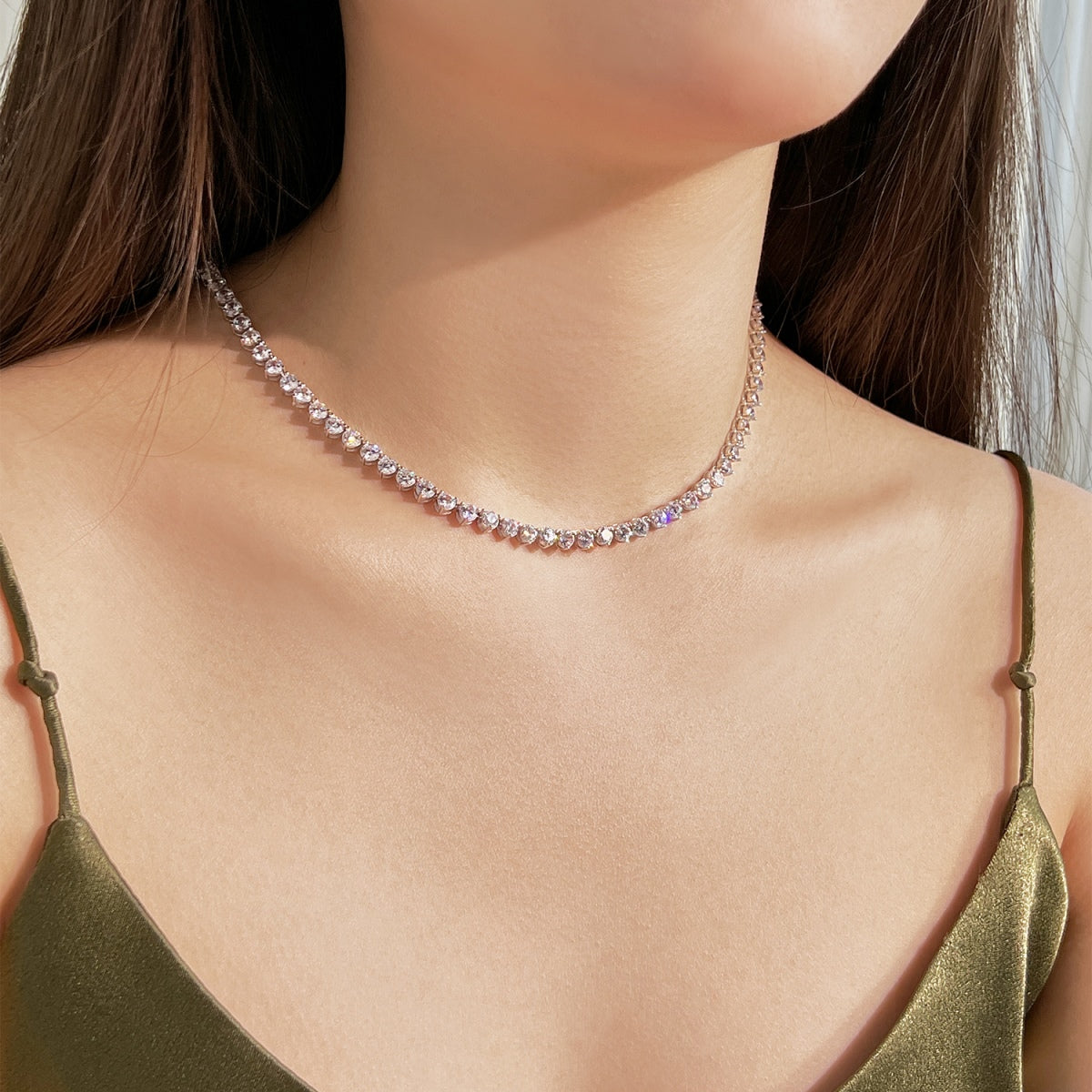 S925 Sterling Silver Tennis Necklace