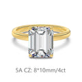 S925 Sterling Silver 5A Rectangular Flat‑Cut Zircon Ring