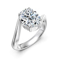 S925 Sterling Silver White Moissanite Ring with a Single Pear