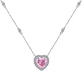 S925  lovely heart pink necklace for Women Sterling Silvercubic zirconia  Jewelry Gifts