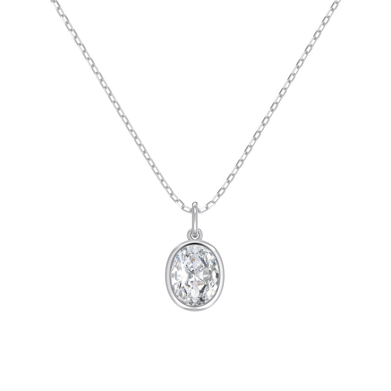 Gorgeous S925 Luxury necklace for Women Sterling Silver Simulated Oval Diamond  Jewelry Gifts